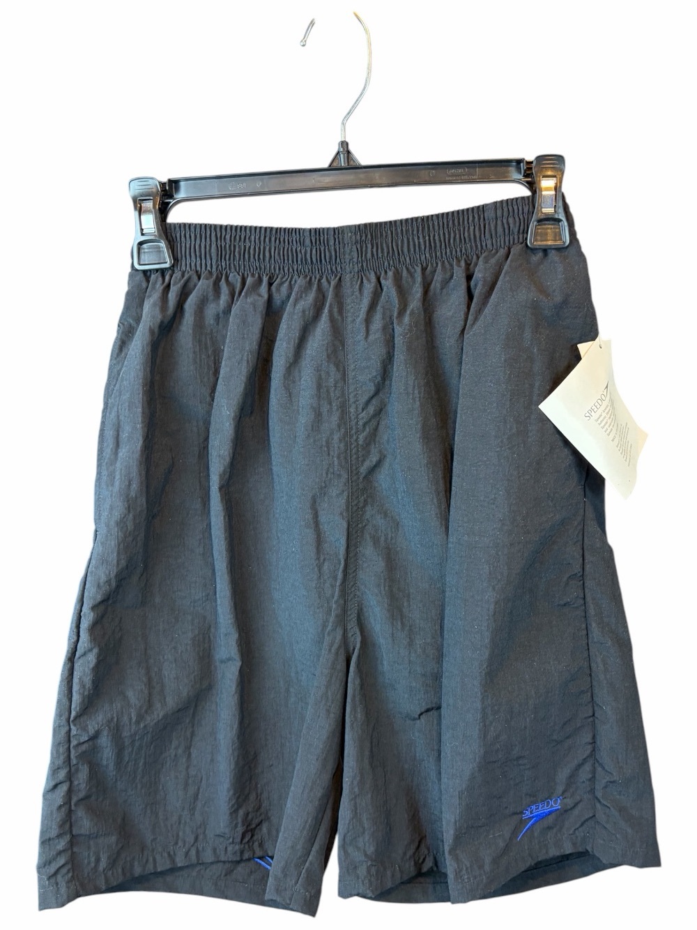 Speedo Boys XL 18 20 Solid Black Swim Trunks Mesh 19" Pure Nylon Model 747155